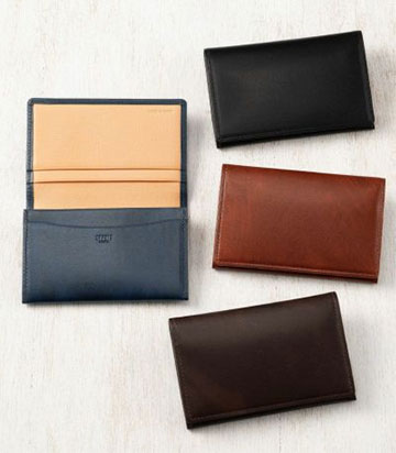 革アイテムキプリスのシラサギレザー　ササマチ名刺入れ