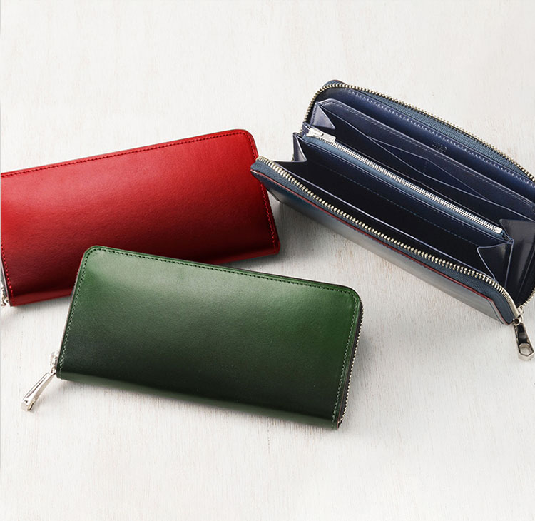 革アイテムキプリスの漆　ラウンドファスナー長財布