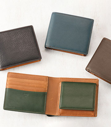 革アイテムキプリスのシルキーキップ　ボックス小銭入れ付き札入れ