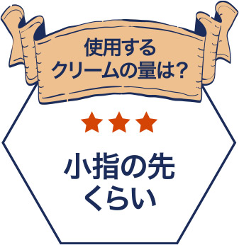 使用するクリームの量は？　答え：小指の先くらい