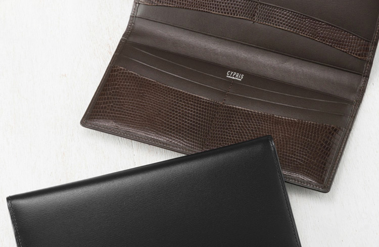 革財布キプリスのボックスカーフ&リザード