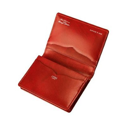 革財布キプリスのコードバン&シラサギレザー 通しマチ名刺入れ