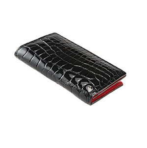 革財布キプリスのクロコダイル&シラサギレザー 通しマチ名刺入れ