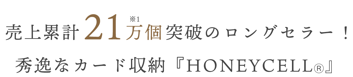 ※1：2001年1月から2022年12月までで株式会社モルフォが販売したハニーセル®構造を備えた革小物の販売総数 21万個