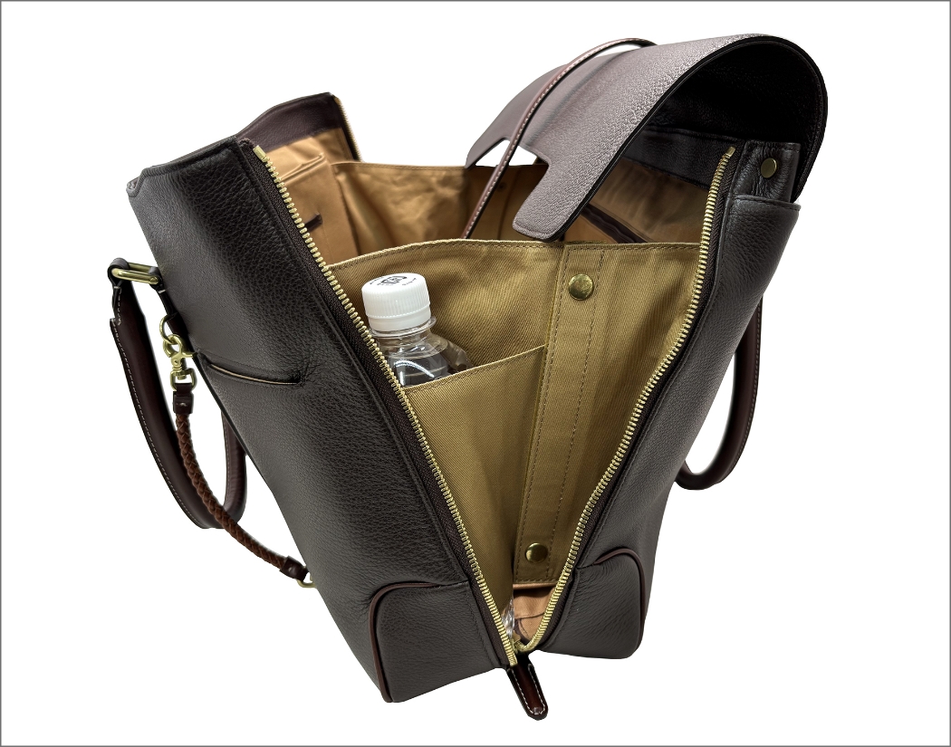 革鞄、レザーバッグのキプリス 両サイドのマチ部