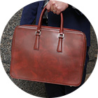 ブリーフケース・２本手ビジネスバッグ（ブラウン）｜シラサギレザー