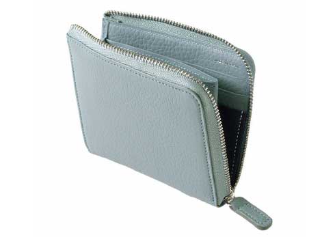 L字ファスナーマルチウォレット（ライトブルー×ブラック）