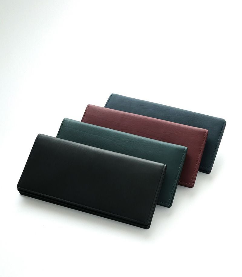 ファスナー付通しマチ長財布｜レーニアカーフ ｜グリーン
