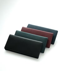 ファスナー付通しマチ長財布｜レーニアカーフ ｜グリーン