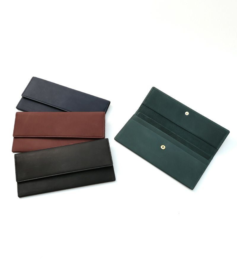 マチなし長財布｜レーニアカーフ ｜グリーン