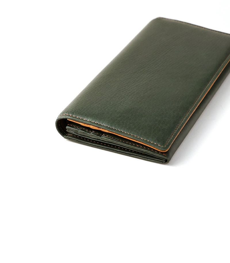 ファスナー付ササマチ長財布｜シルキーキップ ｜グリーン