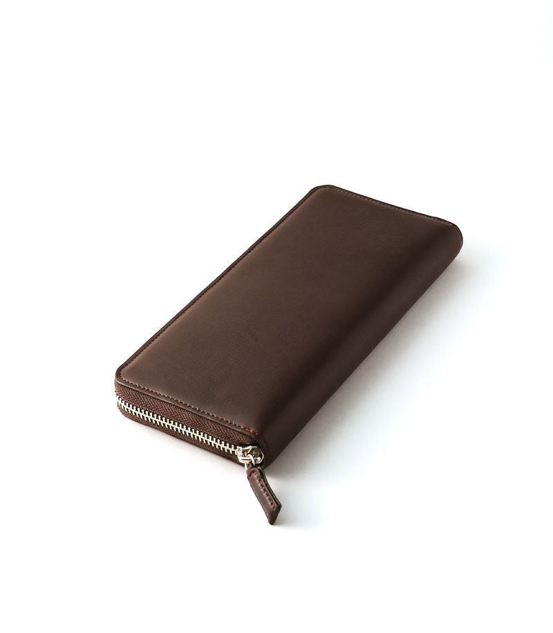 ラウンドファスナーハニーセル長財布｜シルキーキップ ｜チョコ