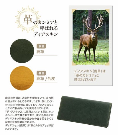 ファスナー付き通しマチ長財布｜ディアスキン２
