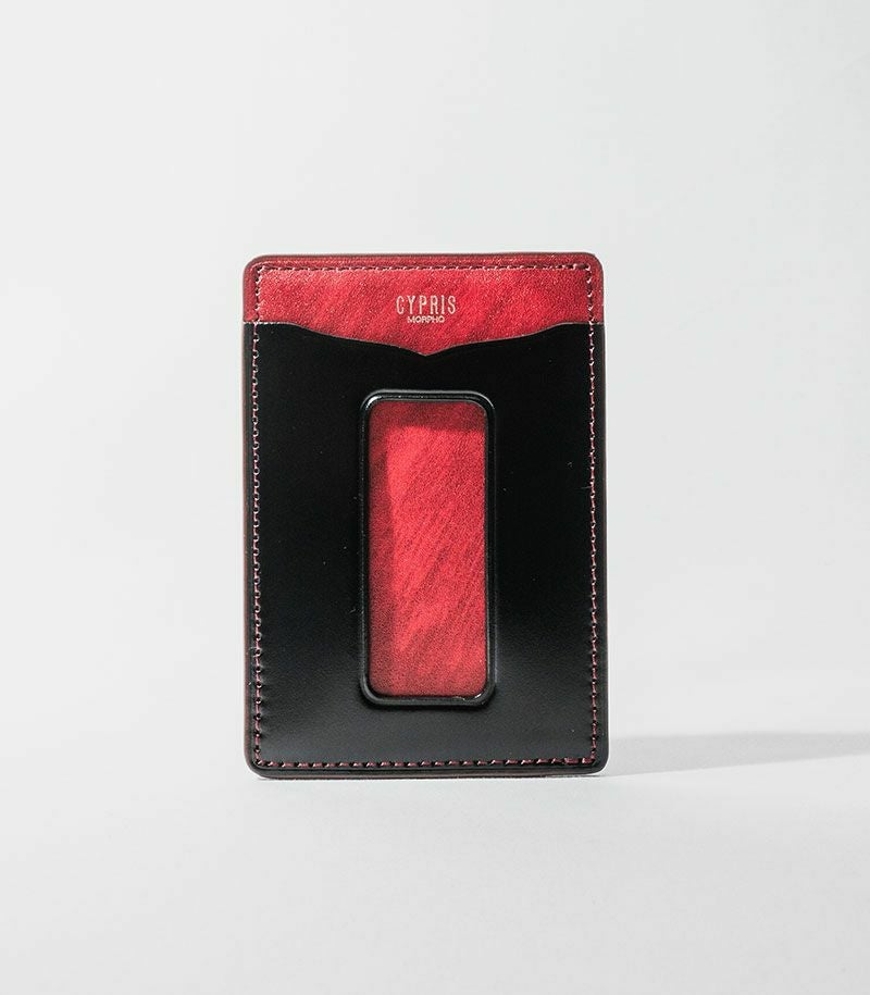 CYPRIS キプリス レザーケース ブラック×レッド コードバン パスケース｜コードバン＆シラサギレザー |革製品CYPRIS（キプリス