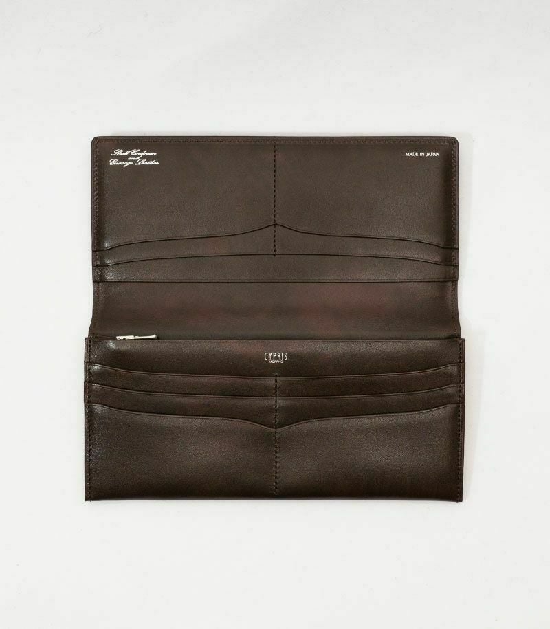 ファスナー付ササマチ長財布｜コードバン＆シラサギレザーコードバン