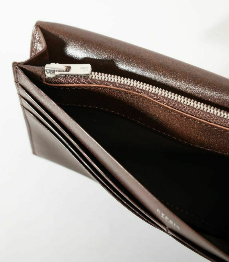 ファスナー付ササマチ長財布｜コードバン＆シラサギレザーコードバン