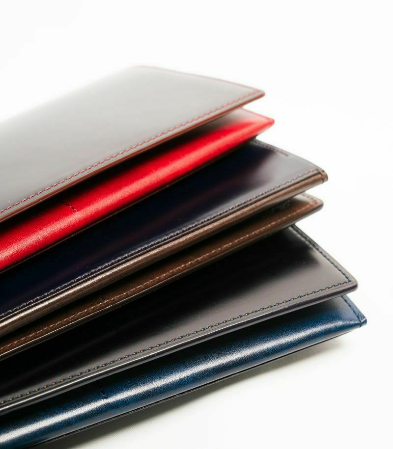 ファスナー付ササマチ長財布｜コードバン＆シラサギレザーコードバン