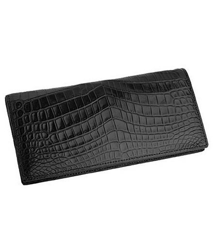 クロコダイル　マット加工　長財布　黒　頭部　桐箱入り 通しマチ長財布｜マットクロコダイル |革製品CYPRIS（キプリス）公式