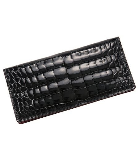 長財布(通しマチ束入)｜艶クロコダイル＆シラサギレザー