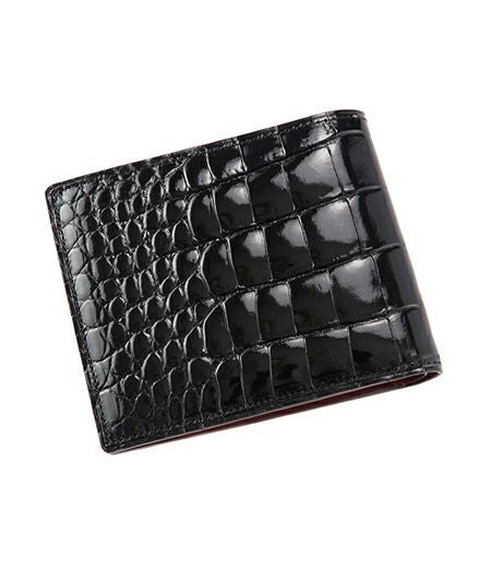 二つ折り財布(カード札入)｜艶クロコダイル＆シラサギレザー