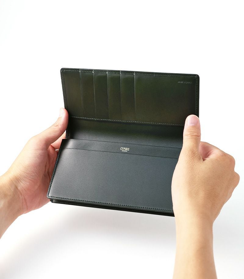ファスナー付き通しマチ長財布｜ボックスカーフ |革製品CYPRIS