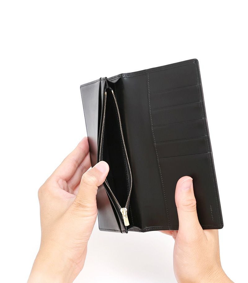 ファスナー付き通しマチ長財布｜ボックスカーフ |革製品CYPRIS