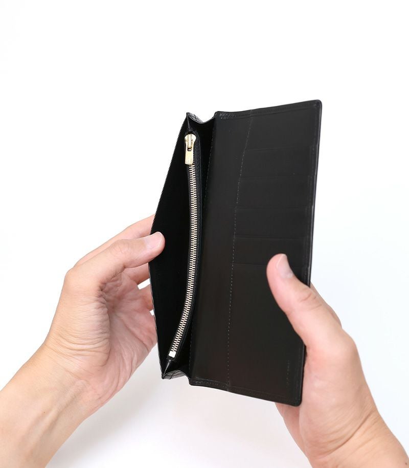 ファスナー付き通しマチ長財布｜ボックスカーフ |革製品CYPRIS