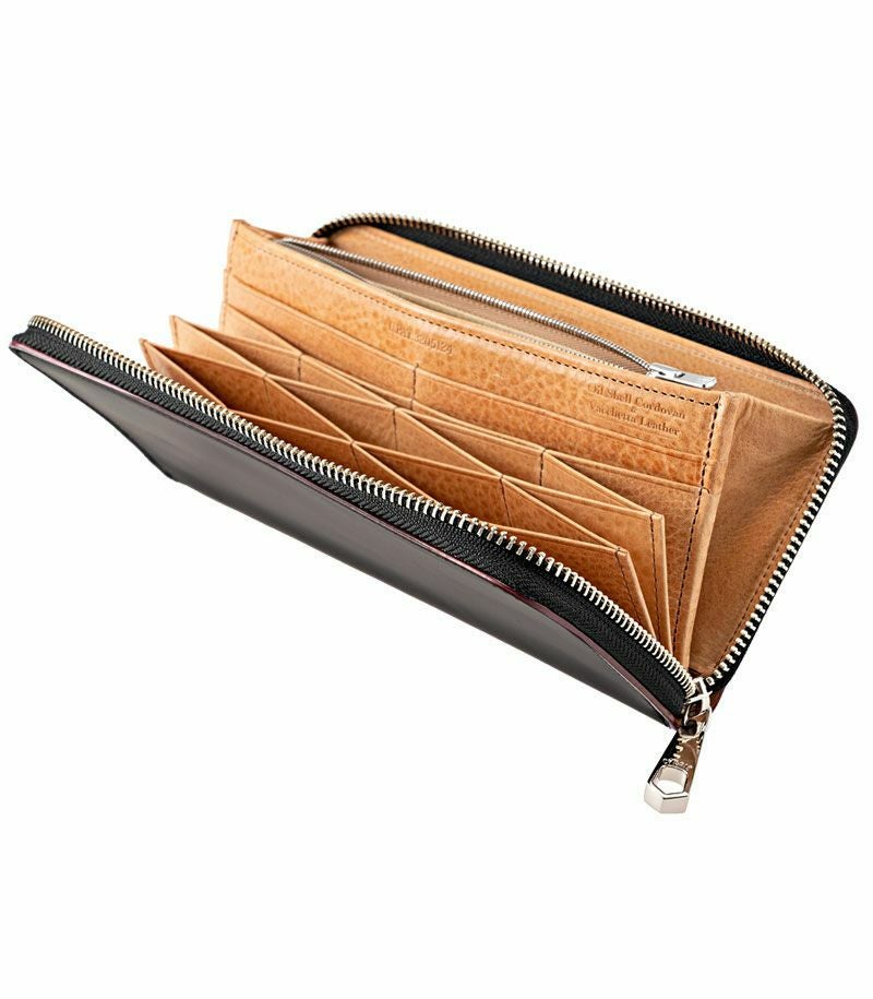 再販のお知らせ,ラウンドファスナーハニーセル長財布｜オイルシェルコードバン＆ヴァケッタレザー