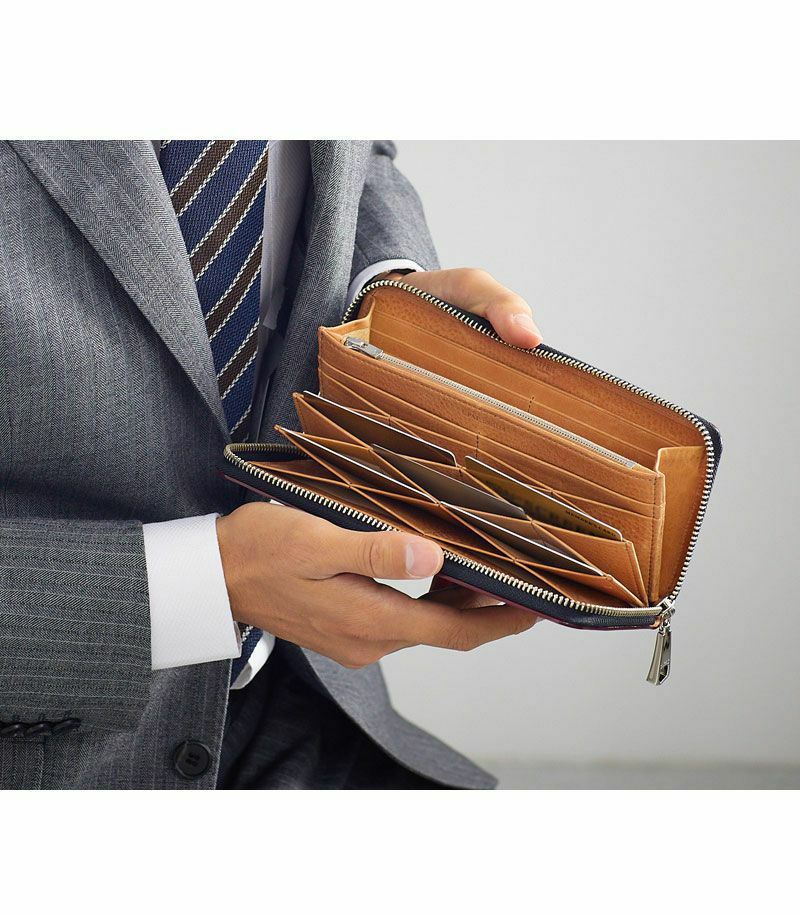 ラウンドファスナーハニーセル長財布｜オイルシェルコードバン＆ヴァ