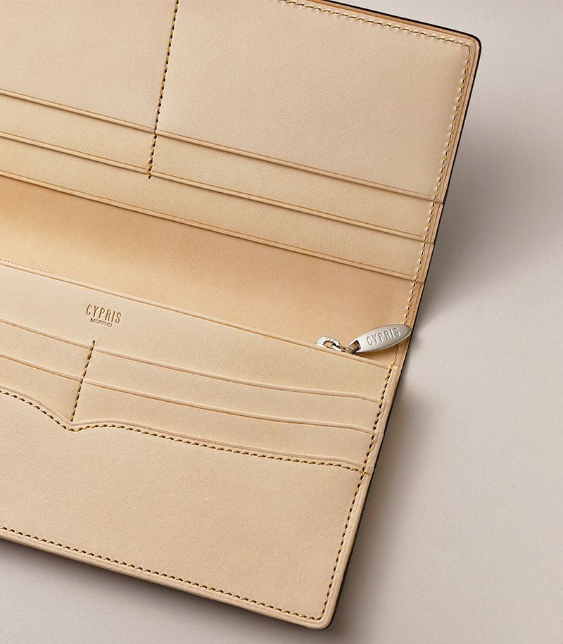 長財布(小銭入れ付き通しマチ束入)｜コードバン＆ベジタブルタンニンレザー