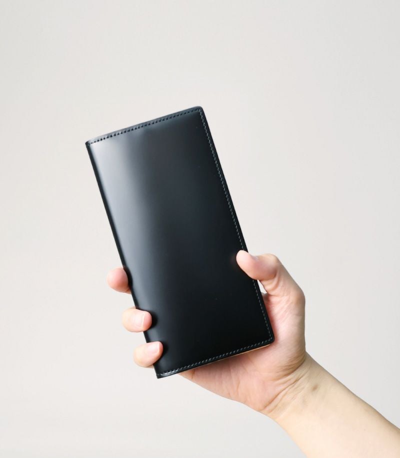 ファスナー付通しマチ長財布｜コードバン＆ベジタブルタンニンレザー