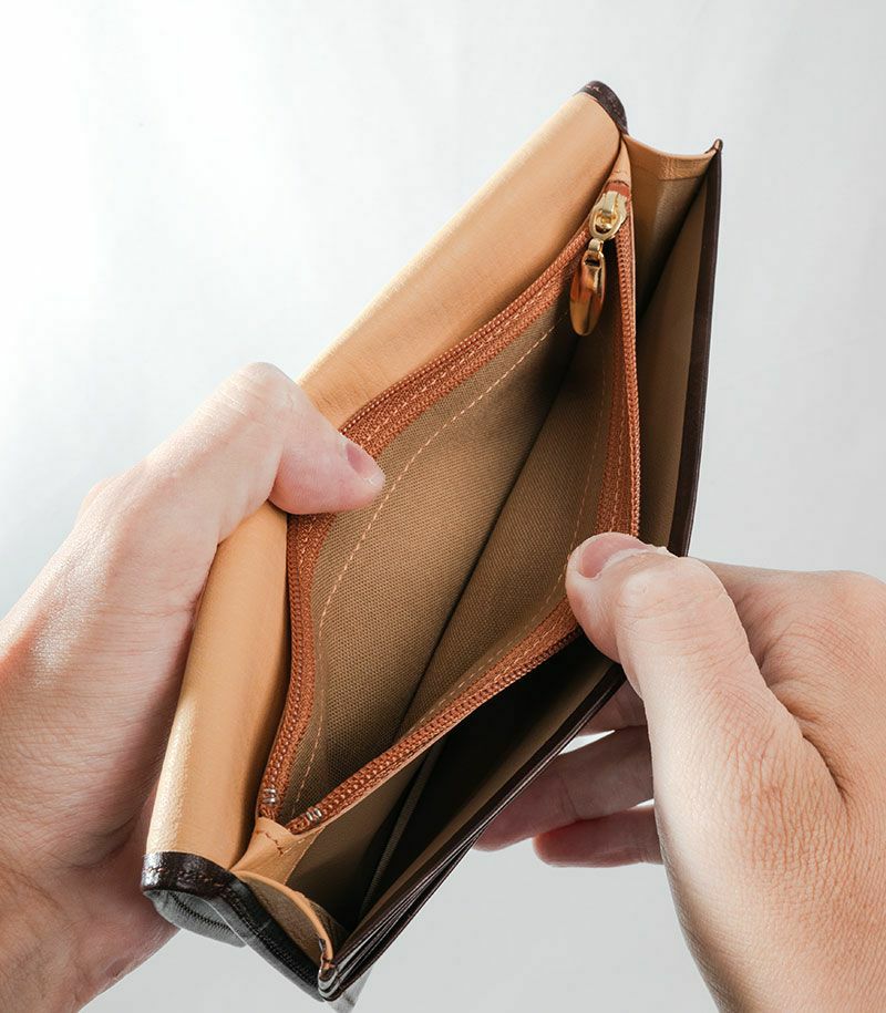 ファスナー付通しマチ長財布｜シラサギレザー |革製品CYPRIS（キプリス