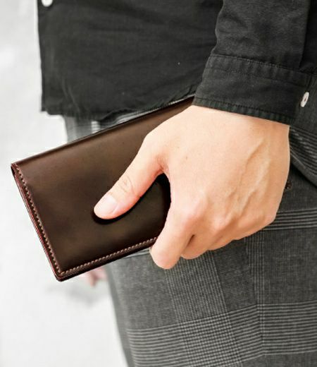 ファスナー付通しマチ長財布｜ホーウィンシェルコードバン｜革財布・革