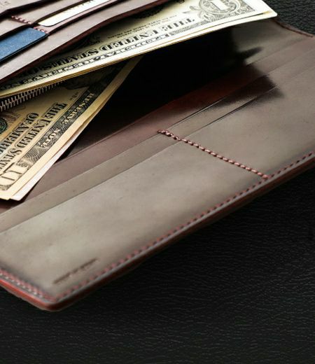 ファスナー付通しマチ長財布｜ホーウィンシェルコードバン｜革財布・革