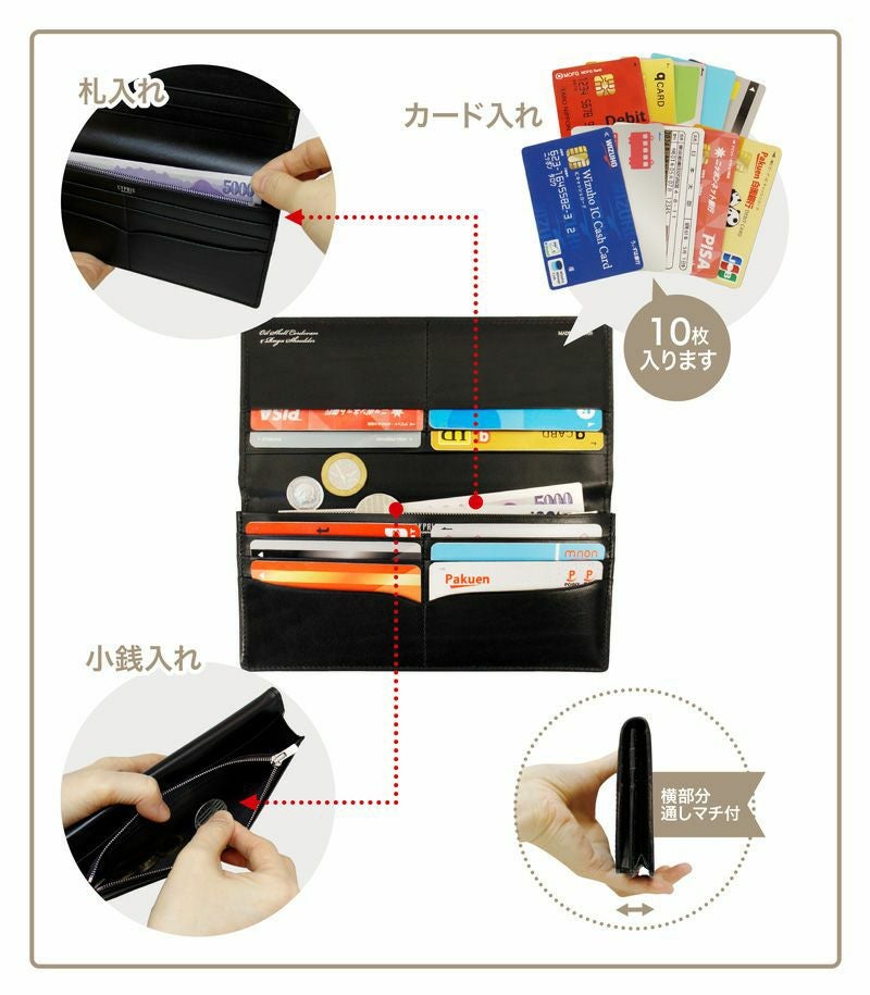 ファスナー付通しマチ長財布｜コードバン＆ルーガショルダー |革製品