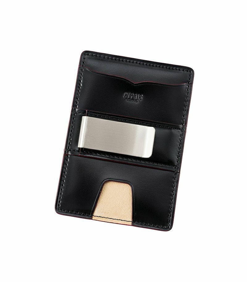小銭入れ付マネークリップ＆パス入れ｜オイルシェルコードバン＆ヴァ
