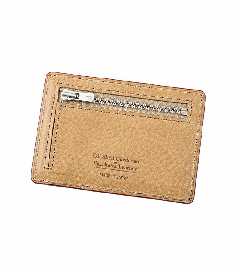 小銭入れ付マネークリップ＆パス入れ｜オイルシェルコードバン＆ヴァケッタレザー