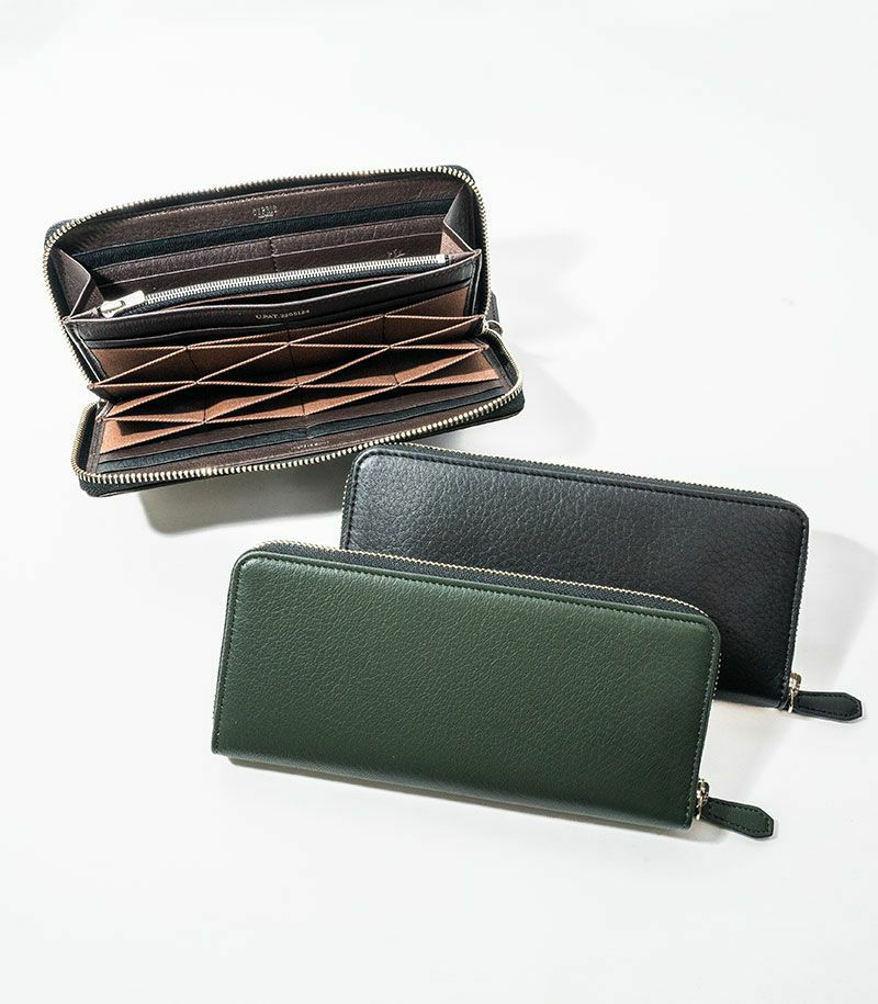 ラウンドファスナーハニーセル長財布｜ファインディア｜革財布・革長