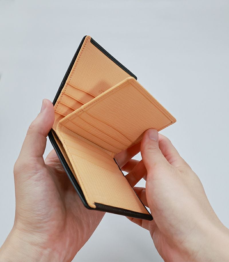 コンパクトカード札入れ(中ベロ付き)｜シラサギレザー｜革財布・革長